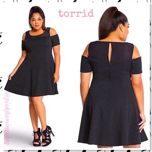 Sold-Torrid textured mesh cold shoulder dress